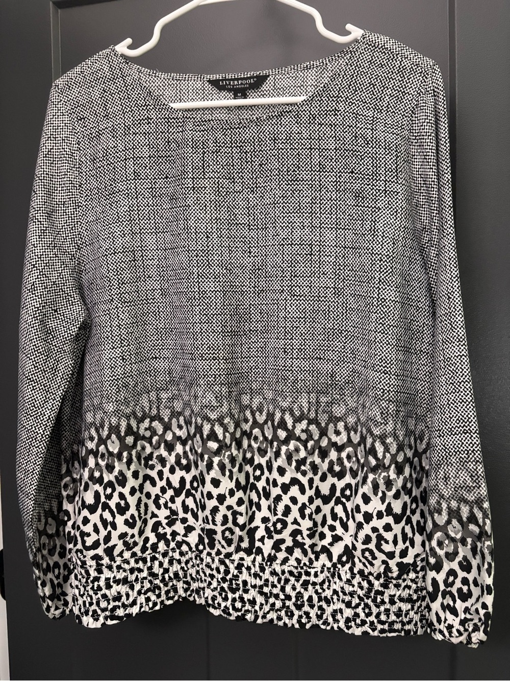 Liverpool Black & White Ombre Leopard Crew Neck Sweater
